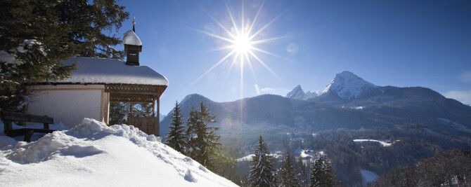 Blick auf Watzmann im Berchtesgadener Land im Winter.