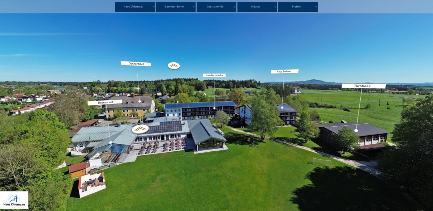 Screenshot von der 360° Aufnahme vom Haus Chiemgau von oben.